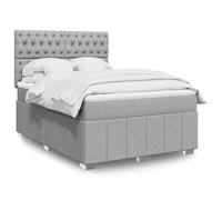 Homgoday Genouillère à ressorts avec matelas gris clair, 160 x 200 cm, tissu, lit, cadre, lit moderne, structure salon, chambres à coucher, modèle 3294026IT