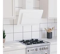 Homgoday Hotte murale 60 cm en aiaio inox et verre trempé blanc, meubles pour maison intérieure extérieure salon chambre à coucher