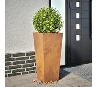 Homgoday Jardinière surélevée en métal - Pour terrasse, jardin, balcon - 35 x 35 x 75 cm - Acier Corten
