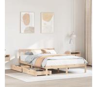 Homgoday Lit en bois massif avec tiroirs - Lit double avec tête de lit - Cadre de lit simple avec tête de lit - Pour chambre à coucher - 120 x 190 cm - Pin