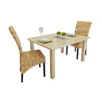 Homgoday Lot de 2 chaises de salle à manger en bois massif de manguier et abaca