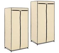Homgoday Lot de 2 penderies en tissu avec tringle à vêtements - Pour chambre à coucher - Crème - 75 x 50 x 160 cm