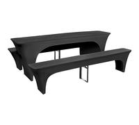 Homgoday Lot de 3 housses réglables pour table et bancs d'extérieur Anthracite
