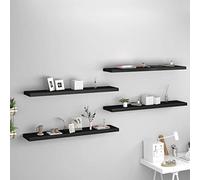 Homgoday Lot de 4 étagères murales flottantes en MDF noir 120 x 23,5 x 3,8 cm Étagère flottante 23/40/50/60/80/90/120 cm Étagère murale pour salon, bureau, salle de bain, cuisine