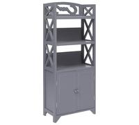 Homgoday Meuble de salle de bain en bois de paulownia gris 46 x 24 x 116 cm