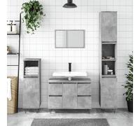 Homgoday Meuble de salle de bain en bois d'ingénierie gris béton 80 x 33 x 60 cm, armoire de salle de bain, buffet, coiffeuse, toilettes, espace rangement douche organisateur