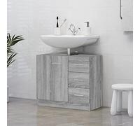 Homgoday Meuble lavabo gris Sonoma 63 x 30 x 54 cm en bois d'ingénierie sous l'évier, meuble de salle de bain, meuble de salle de bain, meuble de rangement, meuble de lavabo