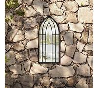 Homgoday Miroir de jardin noir en fer pour extérieur 70 x 30 cm Miroir décoratif mural Miroir de fenêtre en métal pour salon chambre entrée style moderne