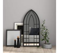 Homgoday Miroir en fer noir pour utilisation intérieure 100 x 45 cm Miroir décoratif Miroir mural Miroir de fenêtre en métal pour salon chambre entrée style moderne