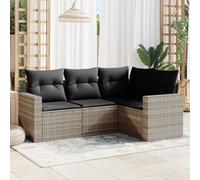 Homgoday Mobilier de balcon 4 pièces avec coussins - Salon de jardin - Mobilier d'angle modulaire - Salon de jardin - Canapé d'angle - Pour balcon et terrasse - Gris clair - En rotin synthétique