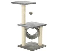 Homgoday Model170546 Arbre à chat en sisal et peluche, balle de jeu, plateformes d'observation pour chatons Gris 30 x 30 x 65 cm