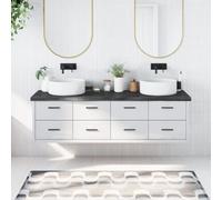 Homgoday Plan de salle de bain en bois massif traité gris foncé 180 x 50 x 6 cm, plan de travail pour armoire, coiffeuse, salle de bain, vasque, plan de travail pour lavabo, table, meuble douche,