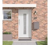 Homgoday Porte d'entrée composite PVC blanc 88x200 cm - Moderne avec inserts en verre, robuste et durable pour intérieur/extérieur, inclut charnières et poignées, idéale pour salon et foyer