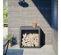 Homgoday Rack pour bois de chauffage anthracite 60 x 40 x 60 cm acier, décoration de meubles porte-bois, porte-bois de chauffage, porte bois pour cheminée, boiserie, empilable poêle en bois