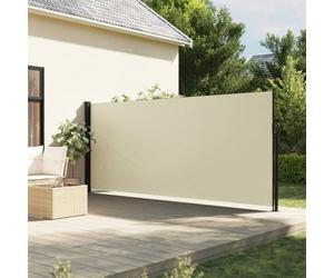 Homgoday Rideau de soleil latéral rétractable crème 160 x 600 cm, meuble rideau d'extérieur pour confidentialité, rideau de jardin, rideau de soleil extérieur, rideau latéral pour terrasse extérieure