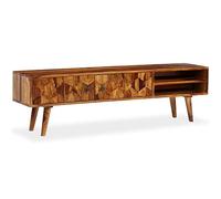 Homgoday Sheesham Meuble TV en bois massif, 140 x 30 x 40 cm, table pour TV, meuble TV salon, meuble bas pour TV de salon industriel, support TV