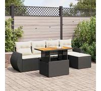 Homgoday Sofas de terrasse Sofa Jardin Extérieur Ensemble de canapés de jardin 6 pièces et coussins rotin synthétique noir sans rangement