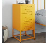 Homgoday Table de chevet - Table de chevet - Table d'appoint - Table d'appoint - Table basse - Console de chevet avec 3 tiroirs - Pour lit et chambre à coucher - Jaune moutarde - 36 x 39 x 78 cm -