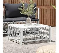 Homgoday Table de jardin, de terrasse, de balcon, table basse, table de jardin, table à manger, table de salle à manger, table d'extérieur, table de jardin, blanche, 70 x 70 x 34 cm