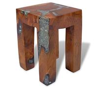 Homgoday Tabouret en bois massif de teck et résine Repose-pieds Salon Tabouret en bois Repose-pieds Canapé Tabouret bas pouf