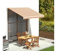 Keketa Housse de store en toile de rechange pour auvent, toile de rechange pour store, protection solaire, housse de store avec volant, sans cadre, jaune et orange 3x2,5 m