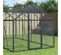 Homgoday Voliere - Cage à oiseaux - Enclos d'extérieur - Avec porte et fenêtre verrouillables - En aluminium - Anthracite - 1,79 x 10 x 1,85 m
