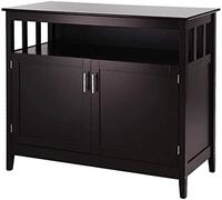 HOMGX Buffet de rangement de cuisine, buffet de cuisine fonctionnel avec étagère ouverte, coffre de rangement peu encombrant avec étagère réglable pour cuisine, salon, salle à manger (marron)