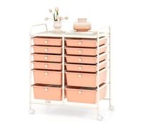 HOMGX Chariot de rangement à roulettes à 12 tiroirs, mobile avec roues verrouillables, étagère en métal et grands/petits tiroirs, parfait pour le bureau, l'école, les salons de beauté et les loisirs