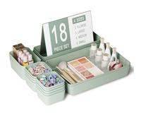 Homhut Organisateurs de tiroirs, 18 pièces 4 tailles Boîtes organisatrices Organisateur de table de maquillage, Système d'organisation de tiroirs antidérapant pour maquillage, bureau, salle de bain