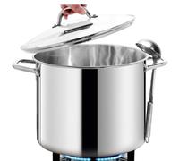 Homi Chef Grande marmite en acier inoxydable sans nickel avec couvercle - Marmite polie miroir de 16 litres avec couvercle - Marmite lourde avec couvercle