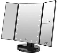 Homi Led Makeup Mirror, Illuminated Led Desk Mirror 1x/2x/3x Battery And Usb Charge, 180 Degree Rotation Free Adjustable (Black)