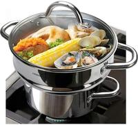 HOMICHEF Ensemble de 3 Cuiseurs Vapeur pour Aliments Entiers - Marmite Vapeur en Acier Inoxydable Sans Nickel pour Légumes (Panier à Vapeur de 24 cm Avec Couvercle, Marmite Vapeur de 20 cm)