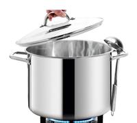 HOMICHEF Grande marmite de 11 litres avec couvercle en verre - Batterie de cuisine saine en acier inoxydable sans nickel avec couvercles - Casserole à induction polie miroir - Casserole à soupe de