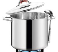 HOMICHEF Grande marmite en acier inoxydable sans nickel avec couvercle (31 cm, 18,9 L) - Marmite polie miroir - Grande marmite à soupe lourde - Marmite à induction pour ustensiles de cuisine sains