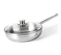 HOMICHEF Sauteuse en acier inoxydable sans nickel de 24 cm - Passe au four à induction - Poêle en acier inoxydable poli miroir de qualité supérieure - Petites poêles de 2,5 litres non toxiques