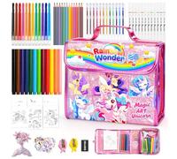 homicozy Coffret de coloriage 106 pièces pour enfants avec étui à crayons licorne pailleté, set de coloriage enfants à partir de 4-8 ans avec marqueurs parfumés lavables, cadeaux d'anniversaire pour