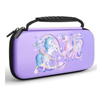 homicozy Étui de transport licorne 3D pour console Nintendo Switch et Switch OLED, étui de voyage rigide violet pour console Nintendo Switch et accessoires, étui de protection Nintendo pour filles