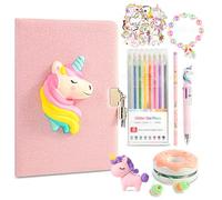 homicozy Journal Intime Fille avec Cadenas, 64 Pièces Glitzer Cahier Set de Cadeau Licorne Fille, Carnet Secret avec écouteurs, 8 Paillettes Feutres, Autocollants, Papeterie pour Enfants 6 7 8 9 Ans