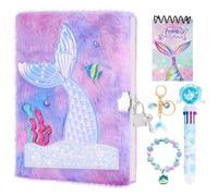 Homicozy Journal secret fille, Journal sirène avec serrure pour les filles de 7-14 ans, carnet secret fille avec porte, sirène secret fille cadeau d'anniversaire Sirène