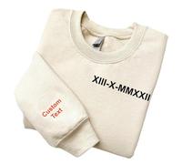 Homidam Chiffres Romains Broderie Sweats à Capuche personnalisé pour Couple Anniversaire Dates spéciales Pullovers(DIY)