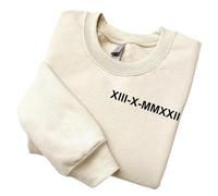 Homidam Chiffres Romains Sweats à Capuche personnalisés pour Couple Anniversaire Dates Broderie Pulls Custom Hooide(DIY)