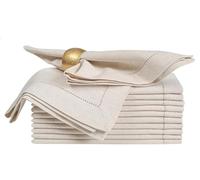HOMIDATE Lot de 12 serviettes de table en lin ajourées à la main - Lavables et réutilisables pour dîners du quotidien ou formels - 45,7 x 45,7 cm