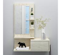 HOMIDEA ENKI Meubles de couloir suspendus - Armoire avec miroir - Armoire murale - Armoire pour entrée avec tiroir, miroir et étagère au design moderne (travertin)