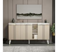 Homidea KARYA Console - Commode - Buffet - Plateau TV - avec 3 portes en design moderne 150 x 81,8 x 41,8 cm (Console - Beige/Marbre)