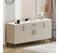 Homidea Laura Console - Commode - Buffet - Meuble TV - avec 4 portes et 1 tiroir au design moderne 160 x 78,6 x 40 cm (Laura Beige/Travertin)