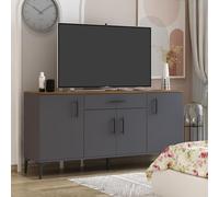 Homidea Laura Console - Commode - Buffet - Meuble TV - avec 4 portes et 1 tiroir au design moderne - 160 x 78,6 x 40 cm (Laura-anthracite/noyer)