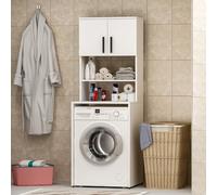 HOMIDEA MIA Armoire pour Machine à Laver - Surmeuble pour Lave-Linge - 2 Portes - 2 étagères Ouvertes Salle de Bain - Buanderie 182 x 65 x 60 cm (Blanc)