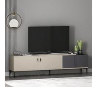 Homidea Modena - Meuble TV bas de 180 cm avec portes et espace de rangement - Meuble TV et meuble TV au design scandinave pour salon (beige - anthracite)