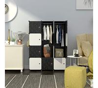 HOMIDEC Armoire Penderie avec 2 tringles à vêtements, 12 Compartiments Portable Étagère de Rangement, Garde-Robe de Rangement
