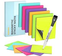 HOMiDEK Lot de 30 notes adhésives magnétiques réutilisables, 7,6 x 7,6 cm, aimants effaçables à sec avec marqueur, notes faciles à poster pour tableau blanc, réfrigérateur, casier, armoire, porte,